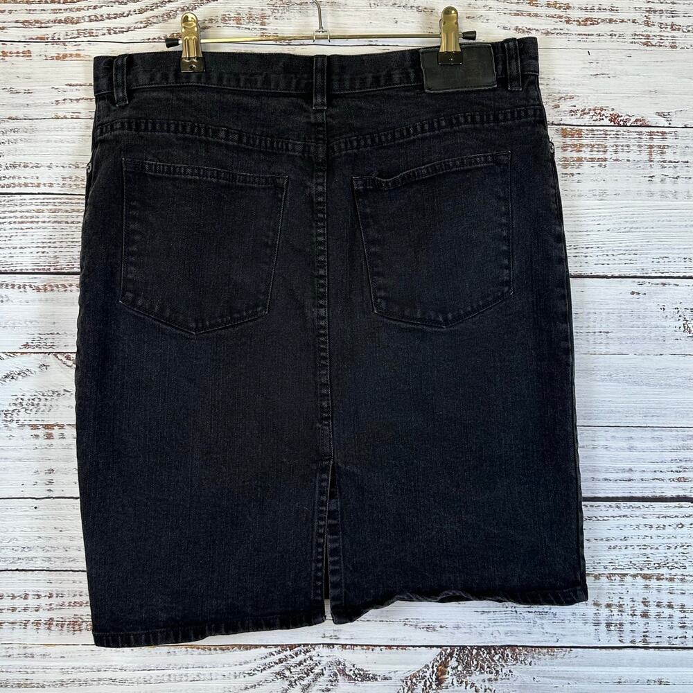 VTG LRL Ralph Lauren Jeans Co Black Denim Straight Skirt Knee Length Womens 12 - Picture 3 of 6